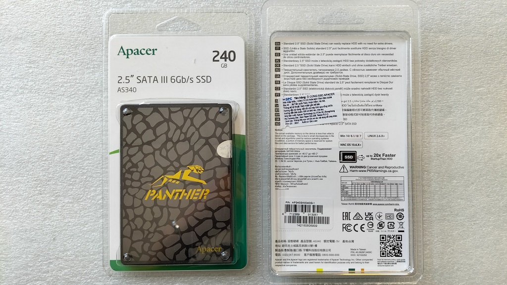 Ổ cứng SSD APACER AS340 240GB 2.5” SATA III